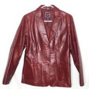 GUC Gap Oxblood Red 100% Leather jacket XS 0 2